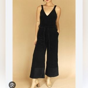 Lost and Wander, medium, women’s black wide-leg crop corduroy jumper one piece